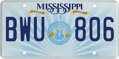 MS license plate BWU806