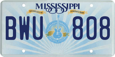 MS license plate BWU808