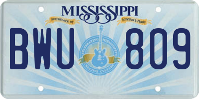 MS license plate BWU809