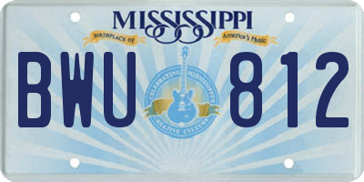 MS license plate BWU812