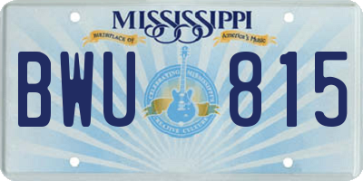 MS license plate BWU815