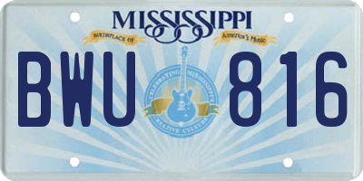 MS license plate BWU816