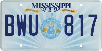 MS license plate BWU817