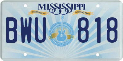 MS license plate BWU818