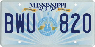 MS license plate BWU820