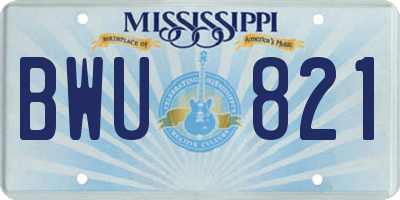 MS license plate BWU821