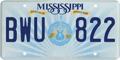 MS license plate BWU822
