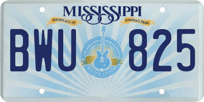 MS license plate BWU825