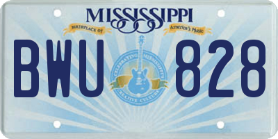 MS license plate BWU828