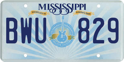MS license plate BWU829