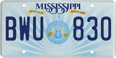 MS license plate BWU830