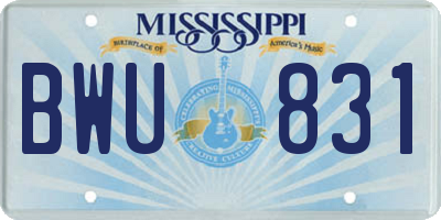 MS license plate BWU831