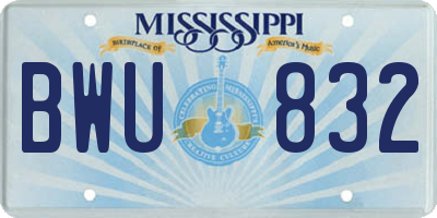 MS license plate BWU832