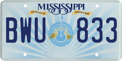 MS license plate BWU833