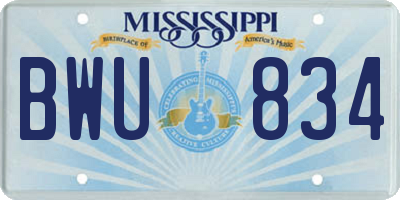 MS license plate BWU834
