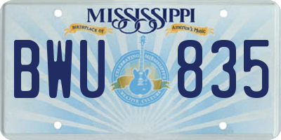 MS license plate BWU835