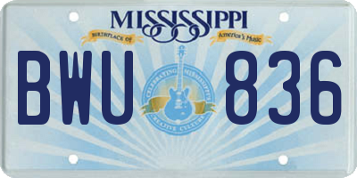 MS license plate BWU836