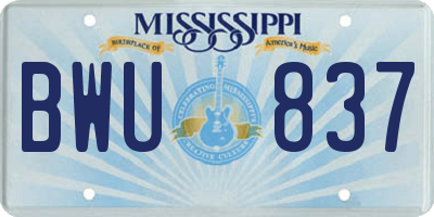 MS license plate BWU837