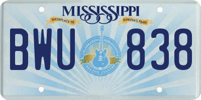 MS license plate BWU838