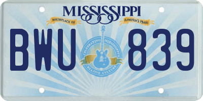 MS license plate BWU839