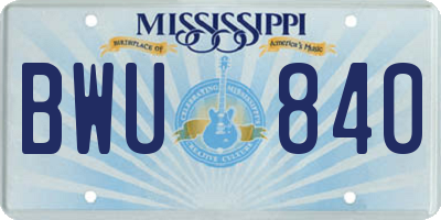 MS license plate BWU840