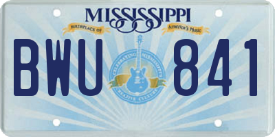 MS license plate BWU841