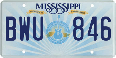MS license plate BWU846