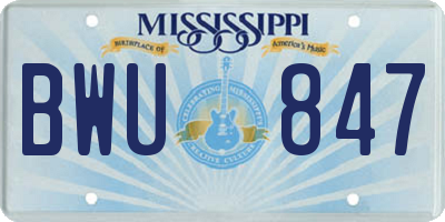MS license plate BWU847
