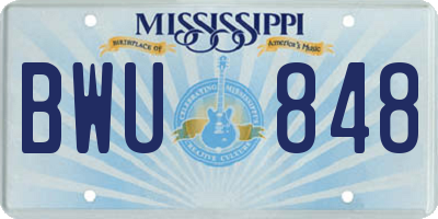 MS license plate BWU848