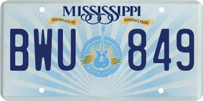 MS license plate BWU849