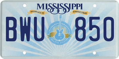 MS license plate BWU850
