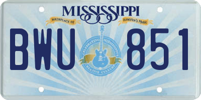 MS license plate BWU851