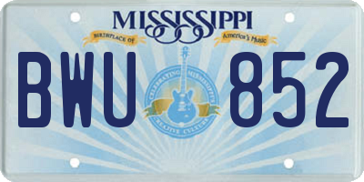 MS license plate BWU852