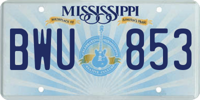 MS license plate BWU853