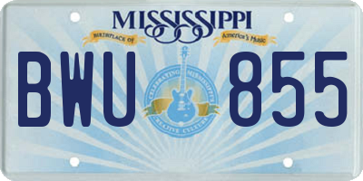 MS license plate BWU855
