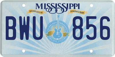 MS license plate BWU856
