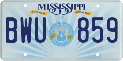 MS license plate BWU859