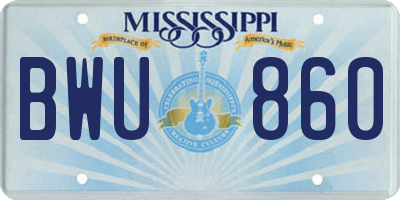 MS license plate BWU860