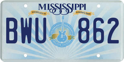 MS license plate BWU862