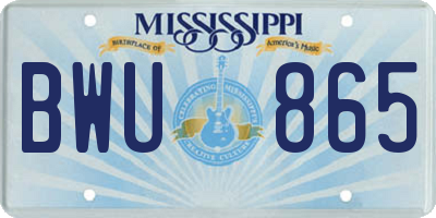 MS license plate BWU865