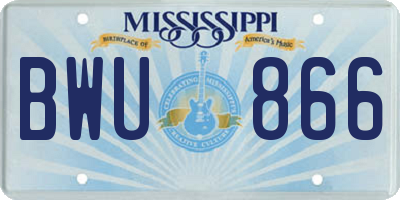 MS license plate BWU866