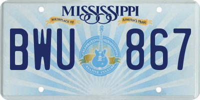 MS license plate BWU867