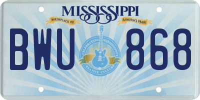 MS license plate BWU868