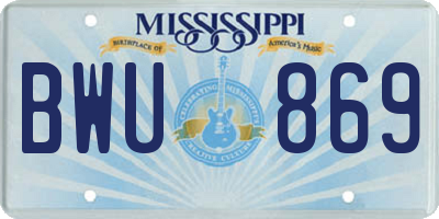 MS license plate BWU869