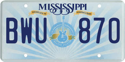 MS license plate BWU870