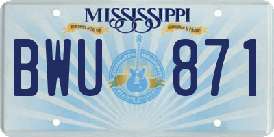 MS license plate BWU871