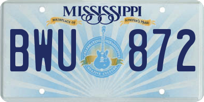 MS license plate BWU872