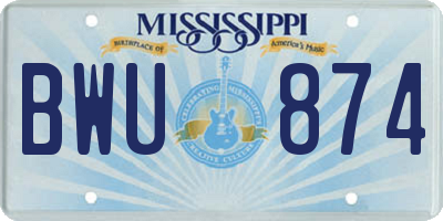 MS license plate BWU874