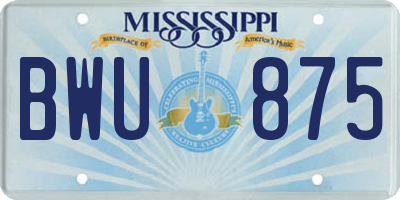 MS license plate BWU875