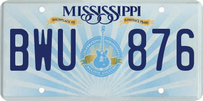 MS license plate BWU876